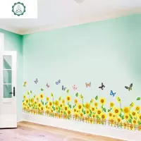 向日葵贴纸温馨客厅沙发背景墙壁贴画卧室床头墙纸自粘3d立体墙贴 封后 08.向日葵栅栏 特大