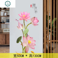 荷花背景墙画墙贴画墙壁房间壁纸墙面装饰品卧室温馨贴纸自粘墙纸 封后 GS-9333 特大