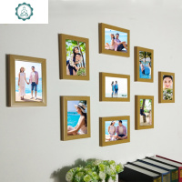 简约照片墙装饰9个5寸6寸7寸相框组合照片墙九宫格相框墙连体挂 封后 金色(9个7寸)