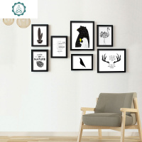 客厅卧室免打孔相框墙相片墙装饰现代创意相框挂墙组合ins照片墙 封后 白原木组合