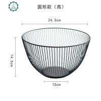 ins北欧风现代简约客厅铁艺创意果盘篮家居餐桌茶几摆设果篮果篓 封后 圆形款(黑色高)果盘/果篓