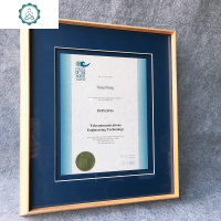 封后实木a4证书相框营业执照画框任意尺寸定制白蜡新中式装裱画框挂 白蜡木红色+蓝色卡纸 主图35*43内径适合放a4,含