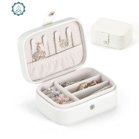 便携式首饰盒ins风可爱公主欧式饰品盒韩式小巧耳钉收纳盒戒指盒 封后 珍珠白/平纹/加长款饰品盒