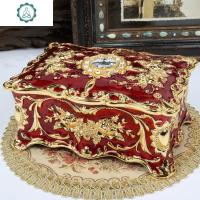 欧式创意首饰盒镶钻多层珠宝盒复古金属公主饰品收纳盒女孩 封后 城堡金色红胶饰品盒