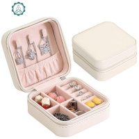 便携式首饰盒耳钉环旅行韩版首饰包小巧戒指耳钉饰品盒首饰收纳盒 封后 裸粉-单车饰品盒