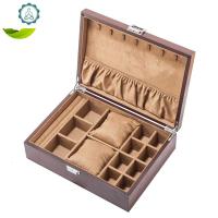 欧式锁扣式水曲柳木质首饰盒木制珠宝手镯手表收纳盒 封后 皮黄色内饰饰品盒