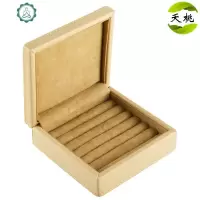 欧式简约超纤皮革男士袖扣盒皮质戒指耳钉首饰收纳盒 封后 卡其色饰品盒