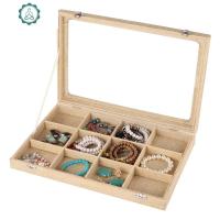 复古麻布文玩玉器手镯首饰收纳盒饰品盒珠宝箱带盖项链戒指收纳盒 封后 大号麻布项链珠宝箱饰品盒