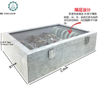 冰花绒首饰盒 戒指吊坠项链手镯耳环饰品展示盘收纳盒带盖珠宝箱 封后 复古灰耳环箱(小号少女心爱之选)饰品盒