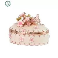 樱花首饰盒饰品盒子戒指耳饰收纳盒欧式求婚礼盒 封后 EX535-1椭圆形樱花盒-粉色饰品盒