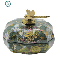 欧式首饰盒复古陶瓷饰品盒小美式家居装饰盒子收纳盒摆件 封后 奢侈品烟波青饰品盒