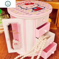 饰品盒女童韩国音乐盒公主儿童首饰盒欧式多层饰品套装 封后 kt粉盖白门音乐首饰盒饰品盒