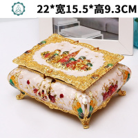 首饰盒结婚耳钉手饰珠宝收纳盒家用小号小欧式饰品盒 封后 白底银边蓝花中号饰品盒