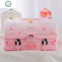 儿童发饰收纳盒可爱女孩卡通韩国饰品多层首饰发夹头绳梳妆整理箱 封后 蓝色公主小号单层单层一个隔板饰品盒