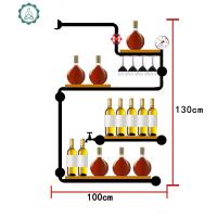铁艺水管置物架壁挂复古工业风酒架墙上实木书架墙面隔板装饰架子 封后 100*20*130cm