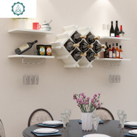 现代简约餐厅悬挂式酒架酒柜客厅墙上装饰隔板置物架创意壁挂酒架 封后 柚木色酒架加双层隔板