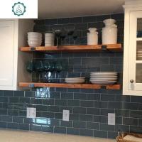 墙上置物架实木壁挂装饰隔板复古创意一字搁板厨房收纳架墙壁书架 封后 长150*宽20*木板3公分