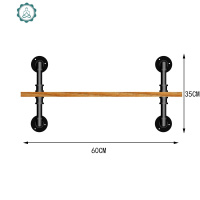 铁艺水管书架实木墙上置物架工业风墙体隔板壁挂酒架落地墙面装饰 封后 二层60长20宽60高装饰架/装饰隔板