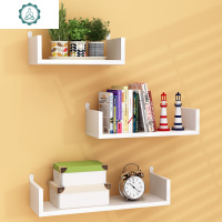 墙上置物架墙壁挂墙面隔板搁卧室多层书架免打孔客厅简约现代装饰 封后 象牙白三件套[打孔]装饰架/装饰隔板