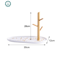 挂钥匙架进入户北欧风置物摆件现代玄关收纳桌面装饰挂钩免打孔 封后 白色大号收纳托盘