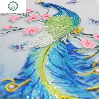 5D异形钻石画半钻新款水晶钻石绣孔雀半贴三联画非满钻贴钻十字绣 封后 水晶孔雀三联画150X70CM/收藏送小画