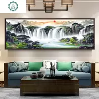 5d钻石画满钻新款客厅大幅旭日东升风景山水画点贴钻十字绣钻石绣 封后 [AB彩钻]满钻全贴240*90厘米
