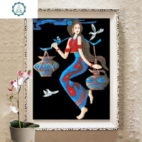 十字绣2020新款线绣小件阿诗玛丰收卧室小幅云南民族风现代客厅 封后 中格三股绣58*73CM丝线印花