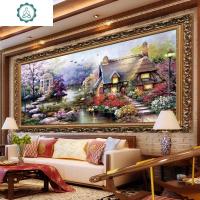 精准印布花园小屋十字绣地中海风景写意小居客厅2米1大版 封后 花园小屋小版120X63生态棉线精准印布(中格3股满绣版)