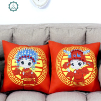 十字绣抱枕套自己2020新婚手工结婚婚庆婚礼2019新款情侣一对刺绣 封后 含枕芯[线绣版]棉线一对