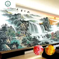 封后(FENGHOU)流水生财十字绣2020新款绣客厅线绣旭日东升大幅山水画风景 [棉线3股绣-满绣]200x90厘米-