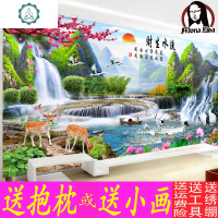 蒙娜丽莎十字绣流水生财聚宝盆2020线绣新款客厅简约现代山水大画 封后 [法国丝线]195*90厘米中格3股