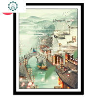 星空钻石画满钻古风江南小镇情侣恋人贴钻十字绣客厅卧室装饰画 封后 圆钻满钻[80*105厘米]送工具