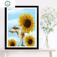 点钻十字绣满钻新款2020油画向日葵可爱猫咪5d钻石画卡通小幅卧室 封后 满钻全贴[50*65CM]自封袋包装