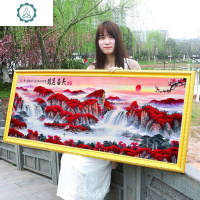 封后(FENGHOU)鸿运当头2020新款自己手工十字绣线绣大幅客厅风景山水钻石画大 钻石版圆钻200*80[贴山、树、