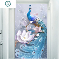 封后(FENGHOU)2019年新款5D钻石画满钻孔雀客厅玄关点贴砖石水晶手工十 异形钻、满钻[60*100厘米]十字绣