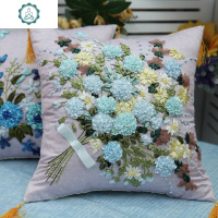 丝带绣抱枕新款立体绣手工刺绣材料包初学非十字绣成品靠垫 封后 一个清宁带枕芯