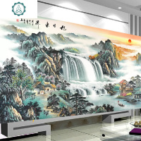 流水生财十字绣2020新款手工自己线绣大幅客厅大气山水画家用满绣 封后 大格4股线-品质棉线[235*99cm]