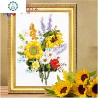 丝带绣新款客厅挂画新手初学者向日葵非钻石画立体十字绣 封后 [新手小画]针法简单心的祝福40*32[送]练习包