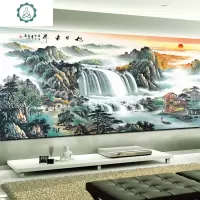 旭日东升十字绣山水画满绣大幅客厅大气家用手工自己线绣2020新款 封后 大格4股线-品质丝线[180*80cm]