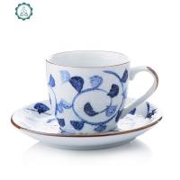 手冲咖啡壶套装 日式手绘陶瓷滤杯 滴漏式冲咖啡壶杯器具 封后 蓝腾花咖啡杯