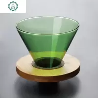 手冲咖啡过滤杯彩色耐热玻璃滤纸杯 原木底座滴漏过滤器具 封后 3-4人份三孔滤纸(一包40张)