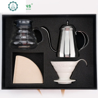 咖啡壶手冲壶套装组合 云朵壶美式细口壶冲咖啡器具礼盒 封后 咖啡色