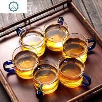 6只装玻璃茶杯品茶杯 花茶杯品茗杯功夫茶具带把杯子 封后 白色把[六个装]容量120