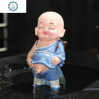 新款紫砂喷水茶宠摆件尿童创意功夫小和尚人物茶具配件尿娃 封后 欢天喜地-C