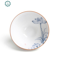 景德镇手绘陶瓷茶杯品茗杯功夫茶具个人杯青花瓷小斗笠单杯主人杯 封后 宽口斗笠荷塘情趣