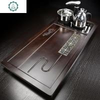 全自动茶具套装实木大茶盘黑色一体电磁炉家用茶台办公室简约茶海 封后 新祥云茶盘+全自动电茶炉 25件