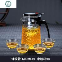 锤纹飘逸杯泡茶壶沏茶杯玻璃茶具冲茶器家用过滤茶壶 封后 锤纹600单壶+4小碗