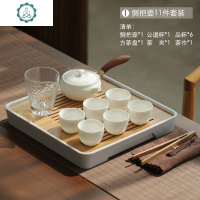 日式茶壶茶具套装家用 简约办公现代小套泡茶禅意功夫茶具陶瓷 封后 白瓷手抓壶套装A款