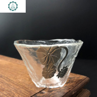 品茗杯 个人杯主人杯泡茶锡制玻璃小茶杯 单杯小杯子茶杯功夫茶具 封后 树纹杯-无镶嵌[55]