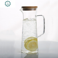 欧式耐热防爆玻璃水具套装冷热水壶凉水壶凉水杯果汁壶玻璃水壶 封后 4厚底杯300+直把壶850+竹架